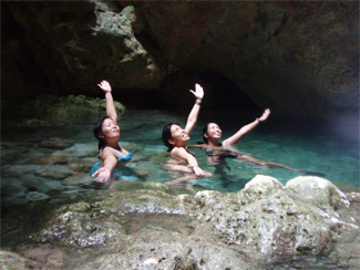 Bev and friends at Forbidden Island cave
